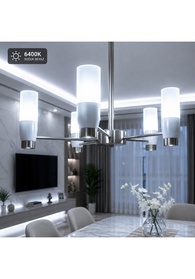 6 Lı Set Cata Ct-4091 8w E27 Led Ampul 780 Lümen 6400k Beyaz Işık İnce Uzun Silindir Tip 320 Geniş Açılı Lamba