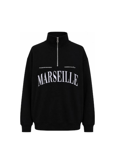 Trender Marseılle Yarım Fermuarlı Siyah Erkek Sweatshirt 27kdt1000002