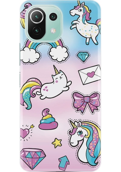 Xiaomi Mi 11 Lite Kılıf +Kablo Koruyucu Unicorn Mektup 1800
