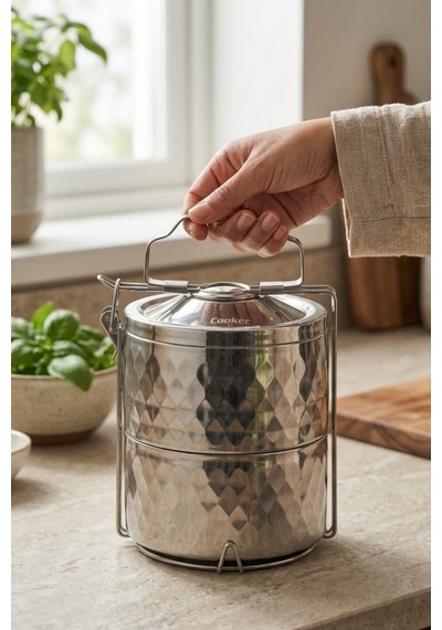 Cooker 2 Katlı Paslanmaz Çelik Sefer Tası Yk1840 Gümüş