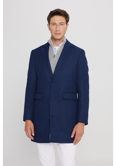 AC&Co / Altınyıldız Classics Erkek Lacı Standart Fit Normal Kesim Mono Yaka Armürlü Kapak Cepli Palto Laci