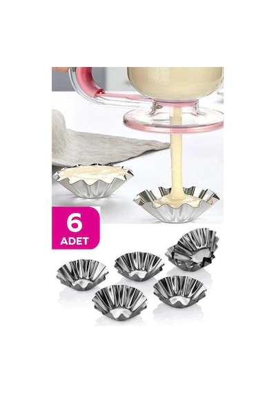 Mini Metal Kek Kalıbı 6'lı - Tartolet Kalıbı 6 Adet Mini - Muffin Kek Kalıbı 6 Adet Metal Metal Meta Diğer