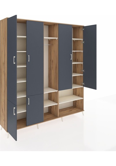 Hyperion Dolap 15 Raflı 5 Kapaklı Tek Askılı 220x44x243 Çam-antrasit/aytaşı Antrasıt/aytası Hyperion Dolap 15 Raflı 5 Kapaklı Tek Askılı 220x44x243 Çam-antrasit/aytaşı Antrasıt/aytası