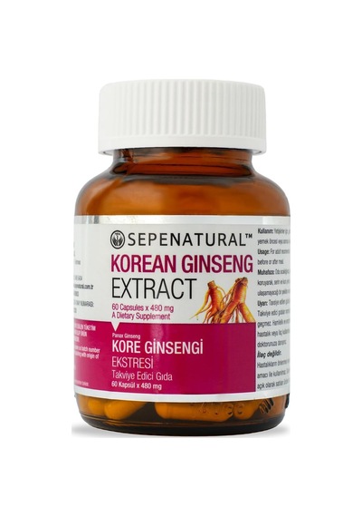 Korean Kore Ginseng Kök Ekstresi 60 Kapsül X 480 Mg Kırmızı, Panax Sepe