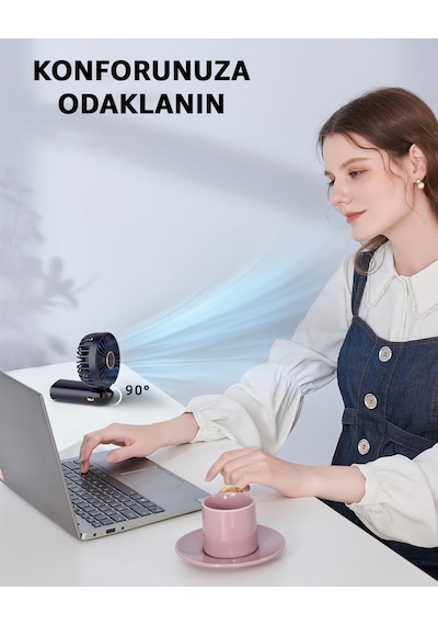 Robeve Taşınabilir Dijital Göstergeli Vantilatör Fan 5 Hız Ayarı,şarjlı Fan Masaüstü Fan Tutmalı Fan