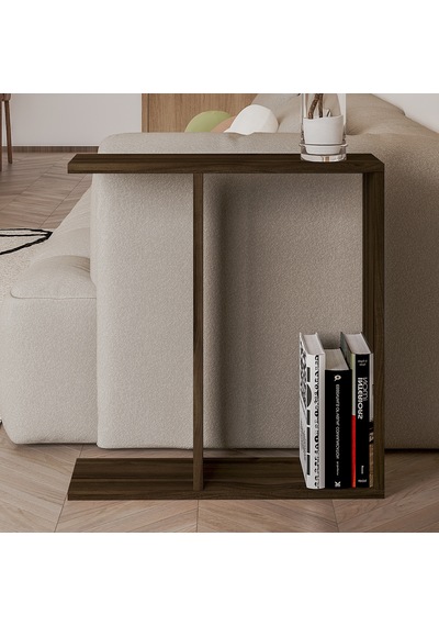 Lotus Modern Yan Sehpa Kitaplıklı Ve Dekoratif Tasarım Ceviz