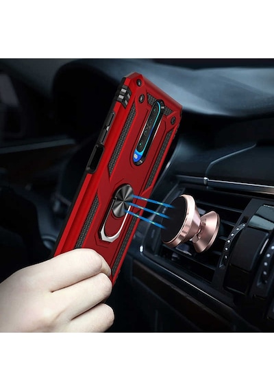 Xiaomi Poco X2 Kılıf Sert Silikon Yüzüklü Stand Özellikli Kapak