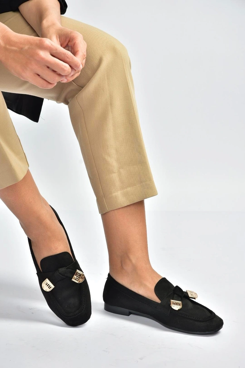 Fox Shoes V250017402 Siyah Süet Günlük Kadın Ayakkabı Siyah-süet