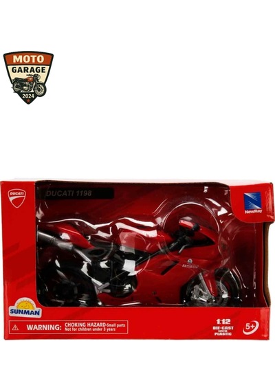 Ducati 1198 1:12 Diecast Model Motosiklet Lisanslı, Metal Gövde, Koleksiyonluk