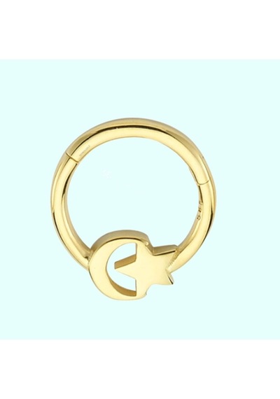 Altın Halka Piercing Ayyıldız 14 Ayar Altın