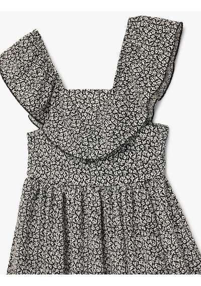 Koton Bürümcük Kumaş Midi Boy Fırfır Detaylı Çiçekli Kolsuz Elbise Siyah Desenli 6skg80037ak Bdl Koton Bürümcük Kumaş Midi Boy Fırfır Detaylı Çiçekli Kolsuz Elbise Siyah Desenli 6skg80037ak Bdl