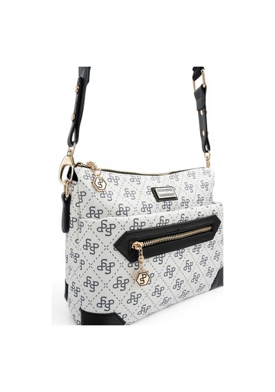 Silver & Polo Silver Polo Beyaz - Siyah Monogram Kadın Çapraz Çanta Sp1110