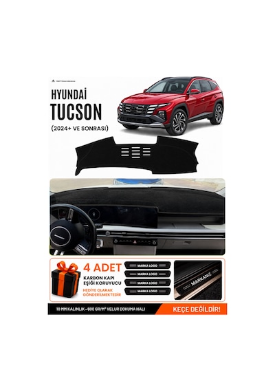 Hyundai Tucson 2024+ Sonrası Uyumlu Torpido Koruma, Torpido Örtüsü, Torpido Kılıfı - Siyah - Hu039