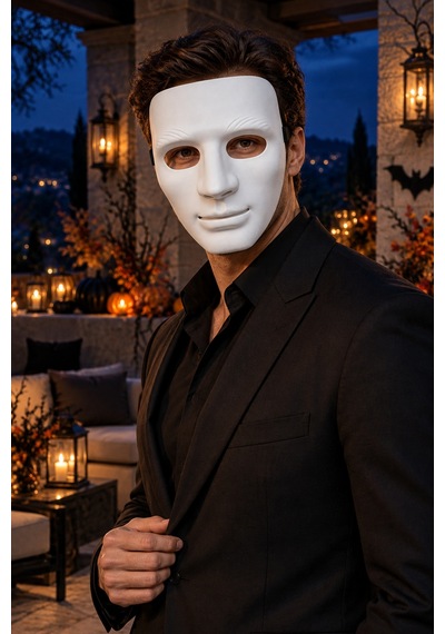 Halloween Boyanabilir Beyaz Anonim Erkek Yüz Maskesi Cadılar Bayramı Partileri Kostüm Aksesuarı