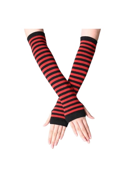 Tezzgelsin Unisex Ikili Tek Parmak Punk Kolluk Eldiven Siyah - Kırmızı