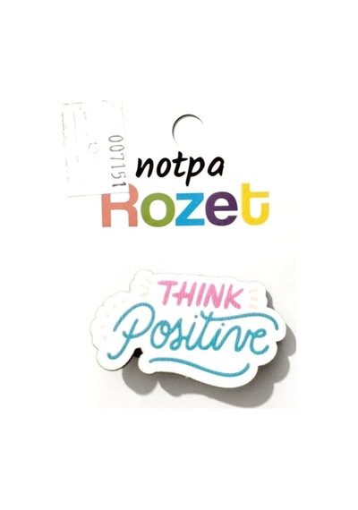 Notpa Rozet Ahşap Think Positive - 3 Adet Çok Renkli