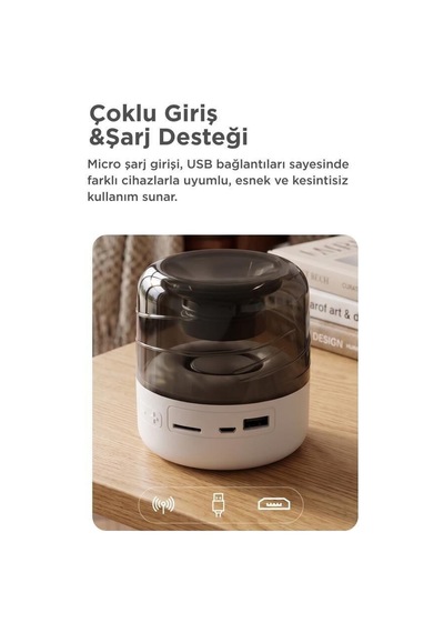 Delux Serisi Bluetooth Hoparlör D14 Beyaz Kadın Erkek Kablosuz