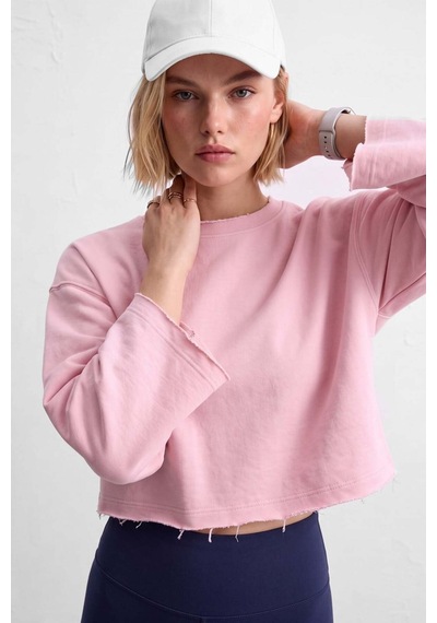 Barrels And Oıl Kadın Bisiklet Yaka Oversize Kısa Swaetshirt - Toz Pembe Toz Pembe
