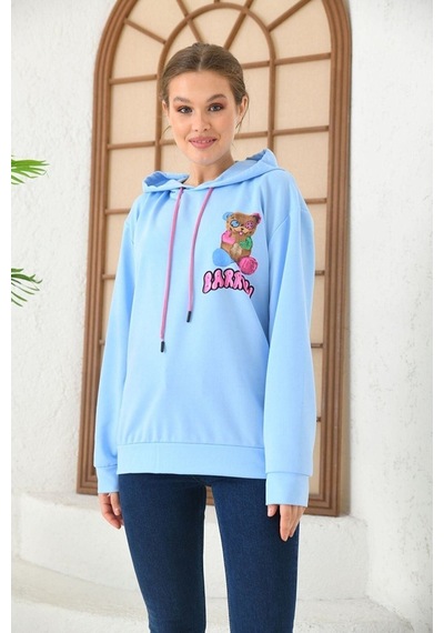 Altamira Unisex Barrow Baskılı Oversize Kapşonlu Sweatshirt 001