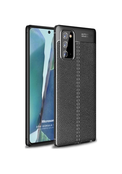 Galaxy Note 20 İçin Kılıf Deri Dokulu Silikon Siyah Galaxy Note 20 İle Uyumlu Kılıf - Siyah 50 x 22
