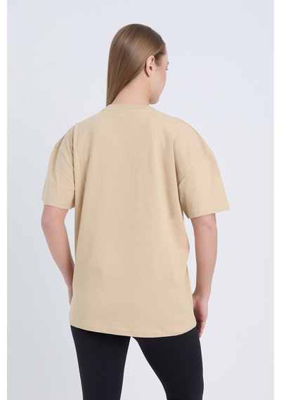 Velvoria Unisex Oversize Basic Bej Renk T-shirt