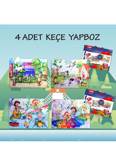 4 Set 96 Parça Tox Oyun Parkı Ve Müzik 5+ Keçe Yapboz 5 Yaş P