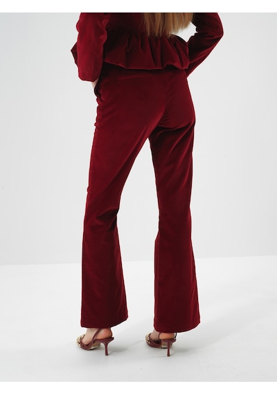 Xint Bordo Lüks Dokulu Soft Kadife Regular Fit Pantolon 201297