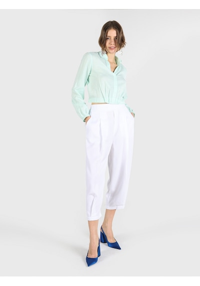 Colin's Regular Fit Geniş Paça Yüksek Bel Beyaz Kadın Pantolon CL1063926_Q1.V2_WHT