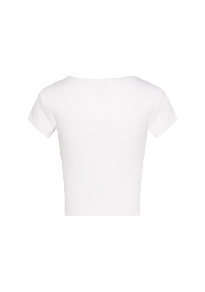 Calvin Klein A- Woven Label 2x2 Rıb Baby Tee Beyaz Kadın T-shirt