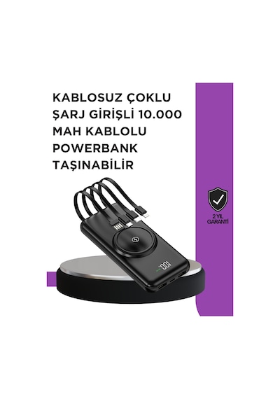 Çoklu Cihaz Uyumu İle Kablolu Ve Kablosuz Şarj Pratik Powerbank