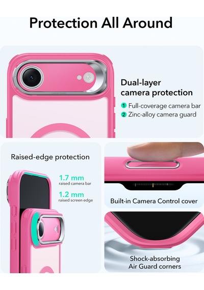 Esr Apple Uyumlu iPhone 17 Air Classic Hybrid Magsafe Standlı Kılıf - Kamera Kontrol Buton - Buzlu Pembe Buzlu Pembe Esr Apple Uyumlu iPhone 17 Air Classic Hybrid Magsafe Standlı Kılıf - Kamera Kontrol Buton - Buzlu Pembe Buzlu Pembe