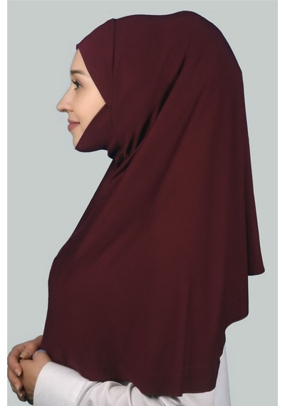 Altobeh Hazır Türban Peçeli Pratik Eşarp Tesettür Nikaplı Hijab - Namaz Örtüsü Sufle (XL) - Bordo