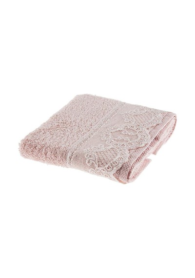 Taç Pamuk Lace 2'li Dantelli El-Yüz Havlusu Açık Pembe