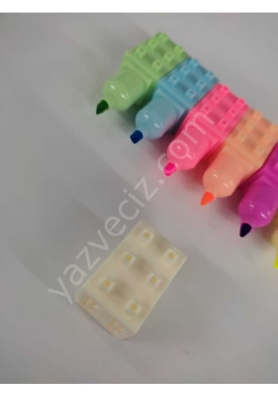 6Lı Lego Desenli Fosforlu Kalem Seti