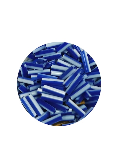 Uzun Boru Kesme Boncuk Çap 2mm Uzunluk 10 Mm - 60 Gram - Mavi Beyaz - Bnc275