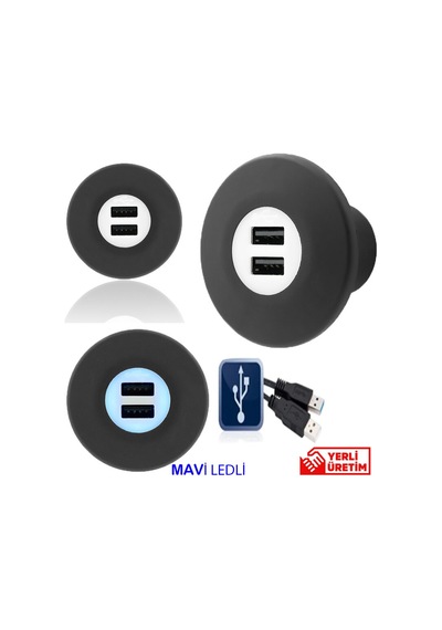 Sanel Usb Şarj Ünitesi Üniversal 12V24V 2Amp Mavi Ledli Suc2B