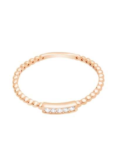 Diamond Line - Gülaylar - Pembe Altın 14 Ayar Trend Yüzük (528822922)