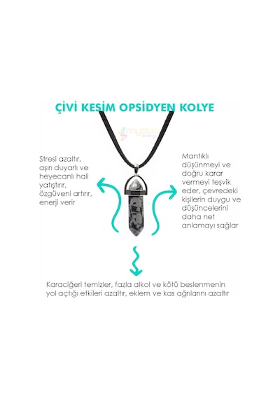 Mystic Energy Doğaltaş Opsidyen Taşi Ister Kolye Ister Anahtarlık