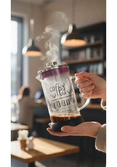 French Press - Filtre Kahve Ve Bitki Çayı Demliği 600 Ml Siyah Çok Renkli