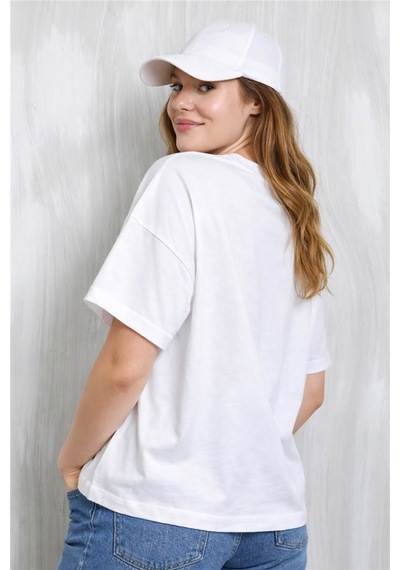 Fashion Friends İncili Ve Taşlı Beyaz Kadın Bluz 26y0082k1