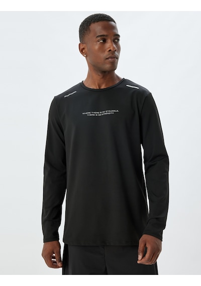 Koton Spor Tişört Slogan Baskılı Uzun Kollu Bisiklet Yaka Reflektör Detaylı Siyah 5wam10065nk Siyah Koton Spor Tişört Slogan Baskılı Uzun Kollu Bisiklet Yaka Reflektör Detaylı Siyah 5wam10065nk Siyah