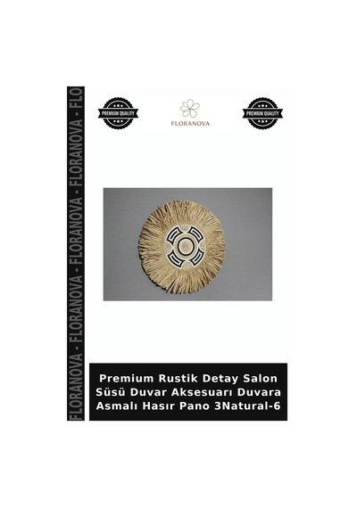 Premium Rustik Detay Salon Süsü Duvar Aksesuarı Duvara Asmalı Hasır Pano 3natural-6 Çok Renkli