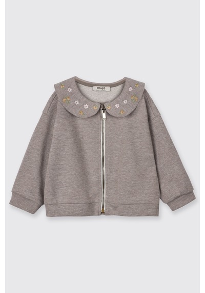 Panço Kız Çocuk Fermuarlı Sweatshirt Kahve