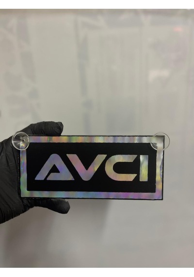 Siyah Renk Üzeri Hologram Renk Avcı Yazılı Vantuzlu Cam Süsü
