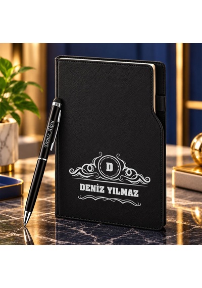 Bk Gift Kişiye Özel 374 Termo Deri Tarihli Ajanda & Siyah Touch Pen Tükenmez Kalem-14 38568127
