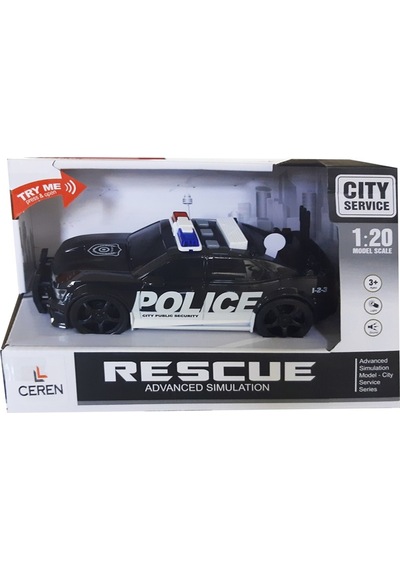 Ctoy Işıklı ve Sesli Sürtmeli Polis Arabası (Karışık Renk)1:20