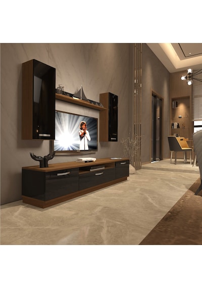 Decoraktiv Trio 5d Mdf Tv Ünitesi Tv Sehpası Ceviz - Siyah