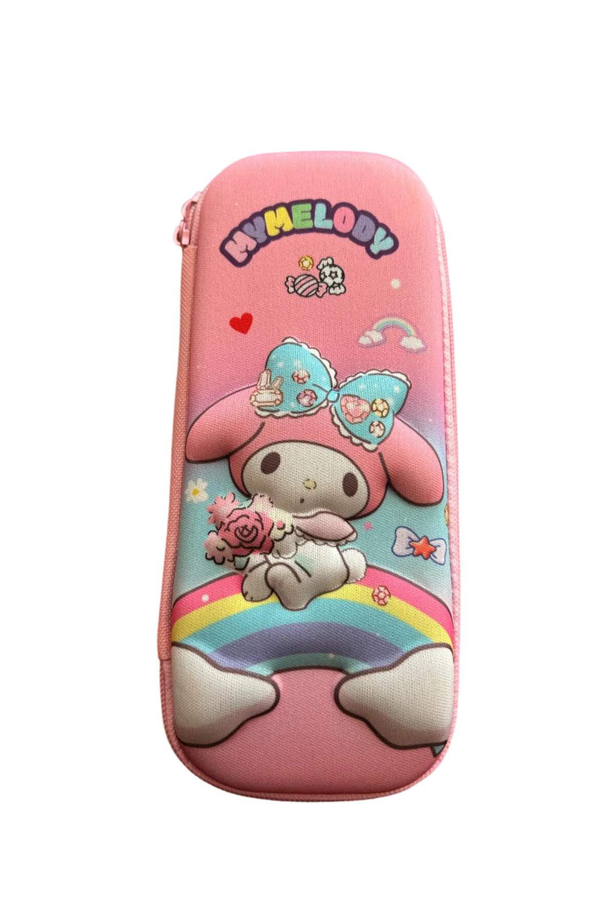 Kalem Kutusu Sanrio My Melody Kuromi 3d Kabartmalı Kalemlik Gökkuşağı Pembe