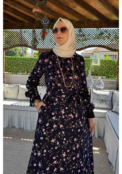 Rabia Şamlı Bihter Lacivert Elbise Normal