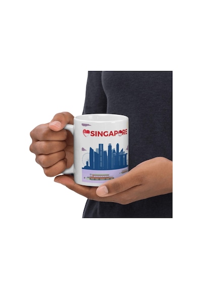 Singapur Kupa Bardak 2 Adet Seyahat Hatıra Singapore Mug